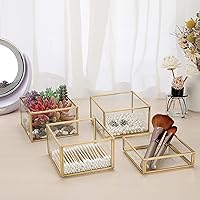 Vista 3 de Hipiwe Joyero de cristal dorado de 4 niveles, apilable, organizador de baratijas, caja de vidrio decorativa, soporte para puntas de Q, soporte