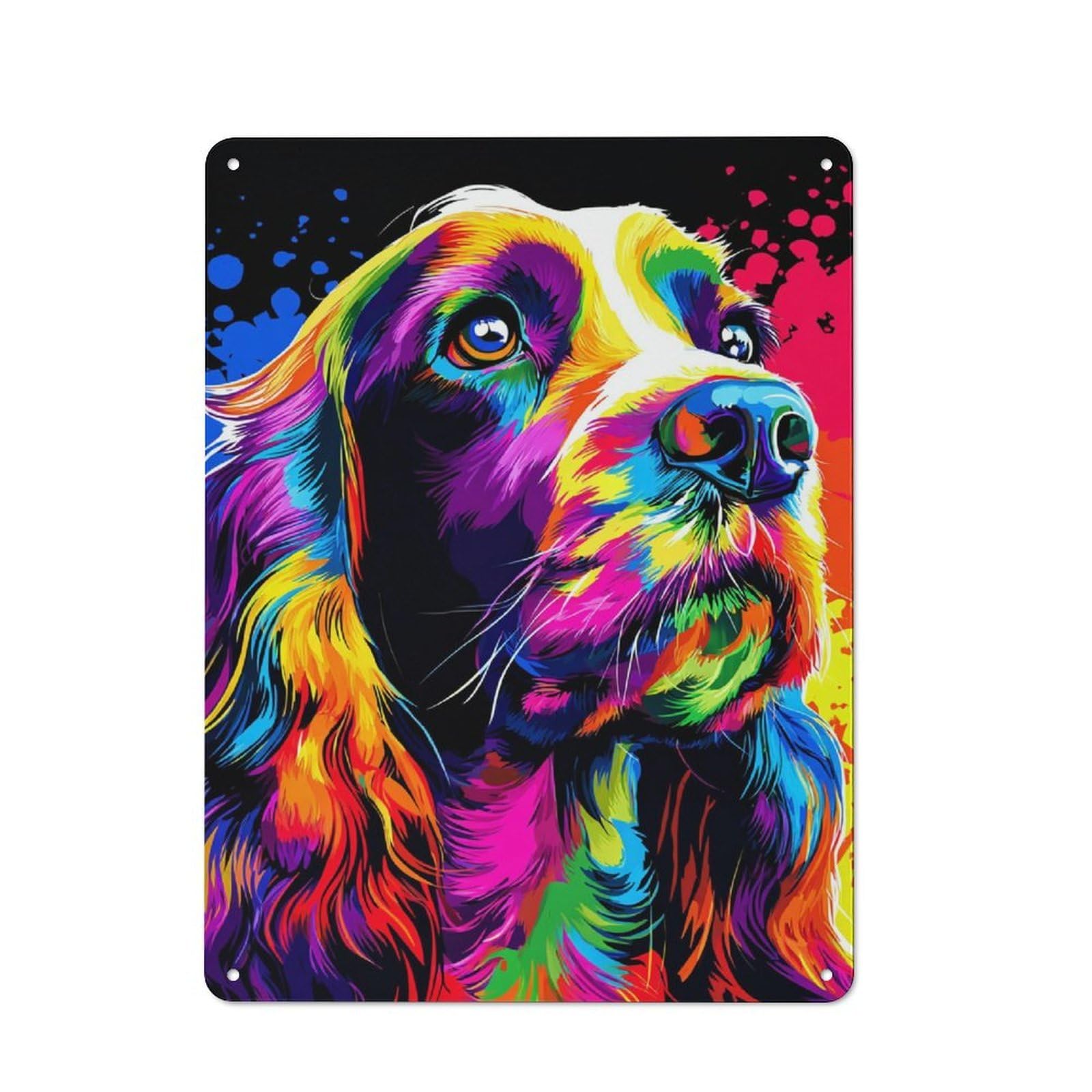 Junmoney Colorful Abstract Dog Portrait -2 Retro Tin Sign 40X30cm For Living Room Or Hallway, Gift For Living Room Decor Lovers During The Christmas Season