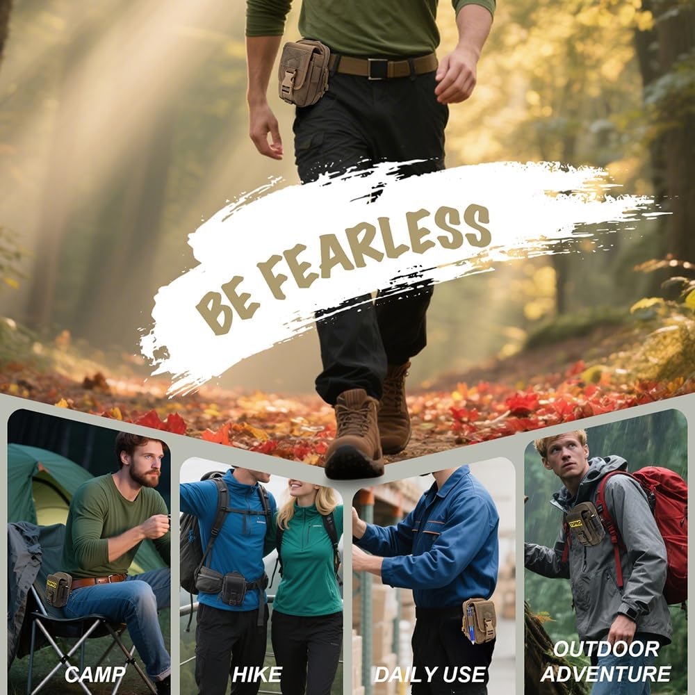 TSPRO Tactical Molle EDC Pouch Utility Tool Pouches Organizer Phone Holster Durable Belt Waist Bag Military Gear Gadget Pocket with Smartphone Pack - Image 6