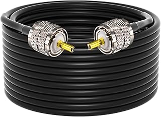CB Coax Cable 49.2ft RG58 Coaxial Cable UHF Male PL259 to UHF Male PL259 Low Loss 50 Ohm Coax for Amateur Ham CB Radio,Antenna Analyzer,Mobile Transceiver,SWR Meter