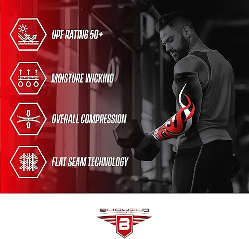 Miniatura 4 de Bucwild Sports Manga de compresión Flame Fire para jóvenes, niños y adultos