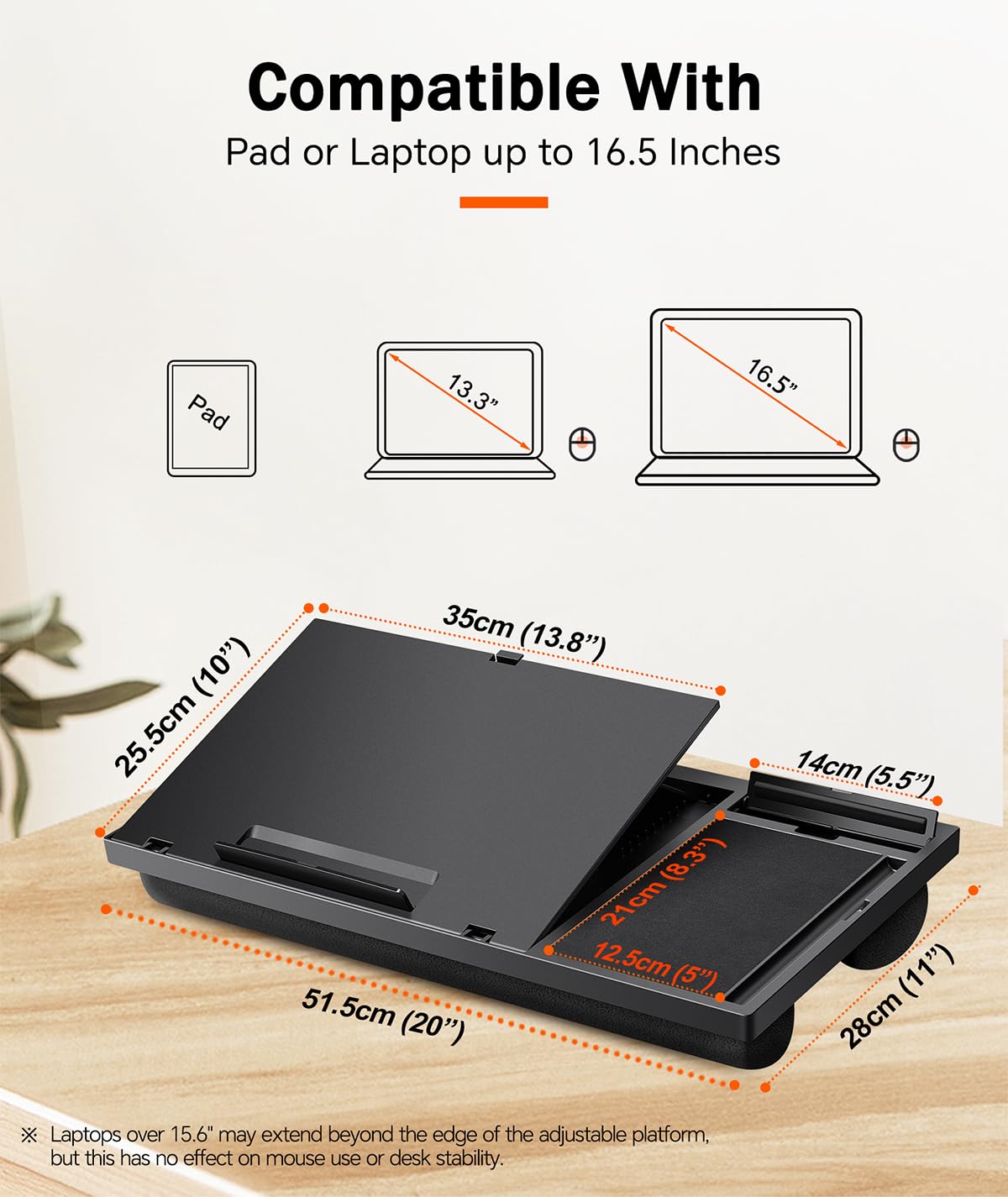 Laptopkussen met muismat en telefoonhouder - Carbon - Zwart / Grijs