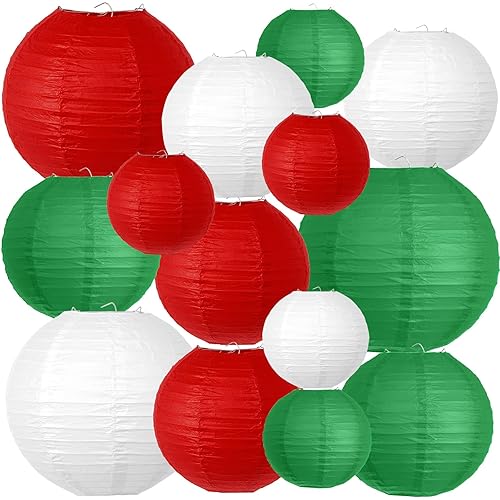 Paper Lanterns Decorative Red and Green Christmas Paper Lanterns Indoor