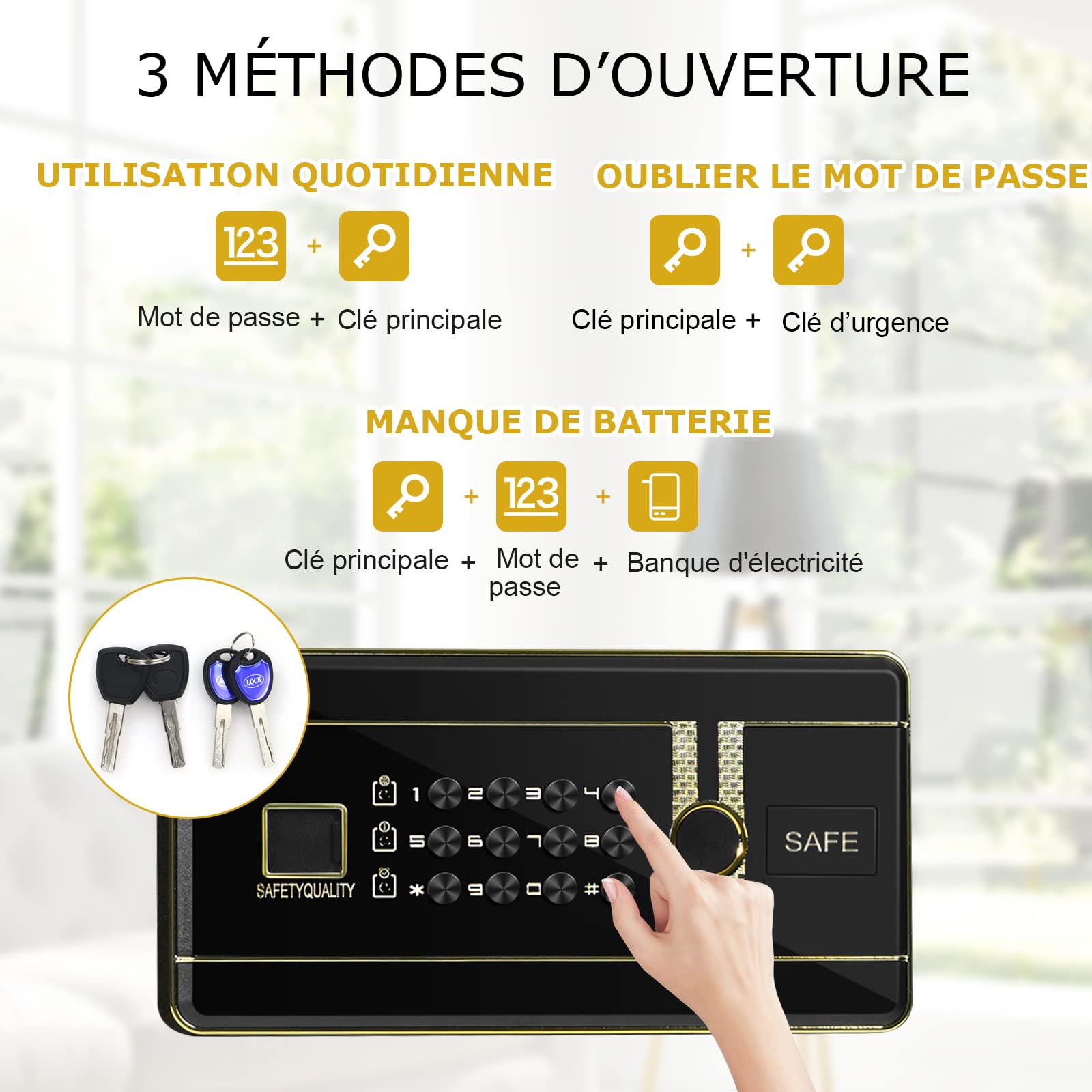 GOPLUS Caja fuerte de seguridad con cerradura combinada, caja fuerte con estante extraíble y sistema de alarma, caja fuerte de acero con función antiindiscreción, 36X31X41 CM