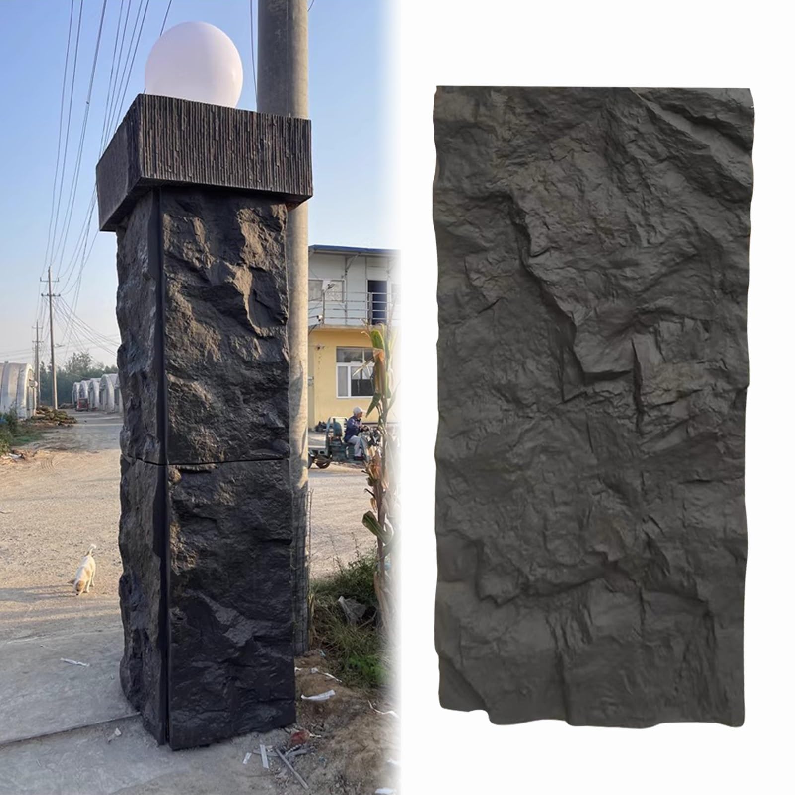 Pannelli murali in pietra sintetica per esterni ed interni, pannello di accento 3D per camino, rivestimento murale decorativo