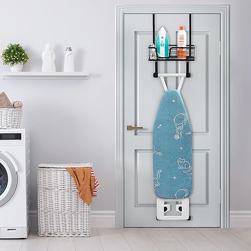 Miniatura 7 de KES HIR500B-BK - Soporte para tabla de planchar sobre la puerta, soporte para tabla de planchar en forma de T, soporte de hierro para 1 34 puertas,