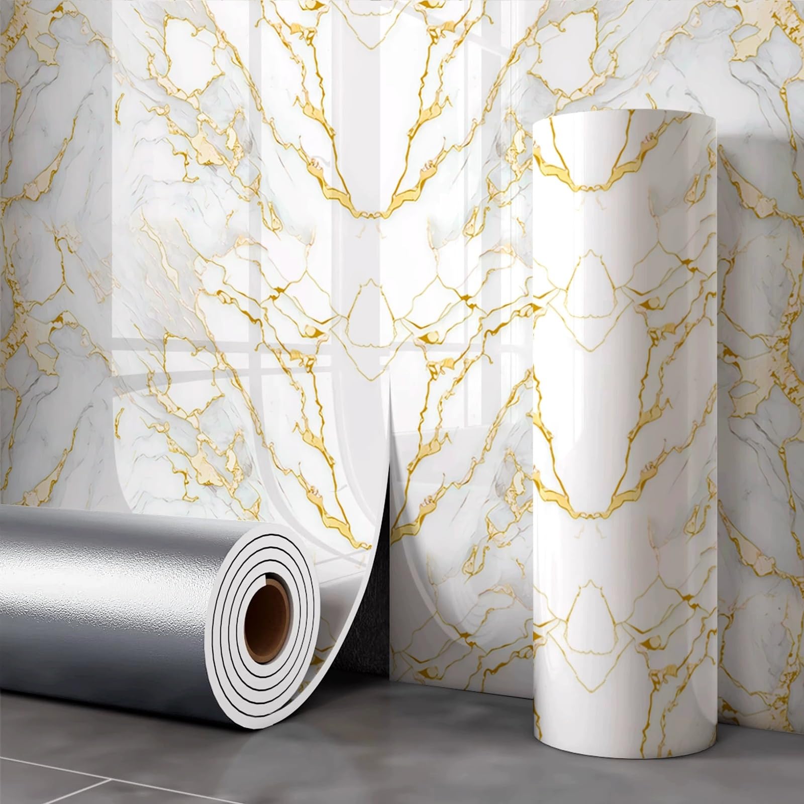 Zynqra Peel and Stick Wallpaper,Removable,Self Adhesive Marble Contact Paper,for Cabinet Bedroom Bathroom,Kitchen Cabinets,Renter Friendly(L)