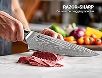 Vista 5 de BRODARK Damascus Chef Knife 3 PCS, VG10 Steel Full Tang Sharp Professional Japanese Chef Knife Set for Kitchen, Ergonomic Pakkawood Handle Damascus