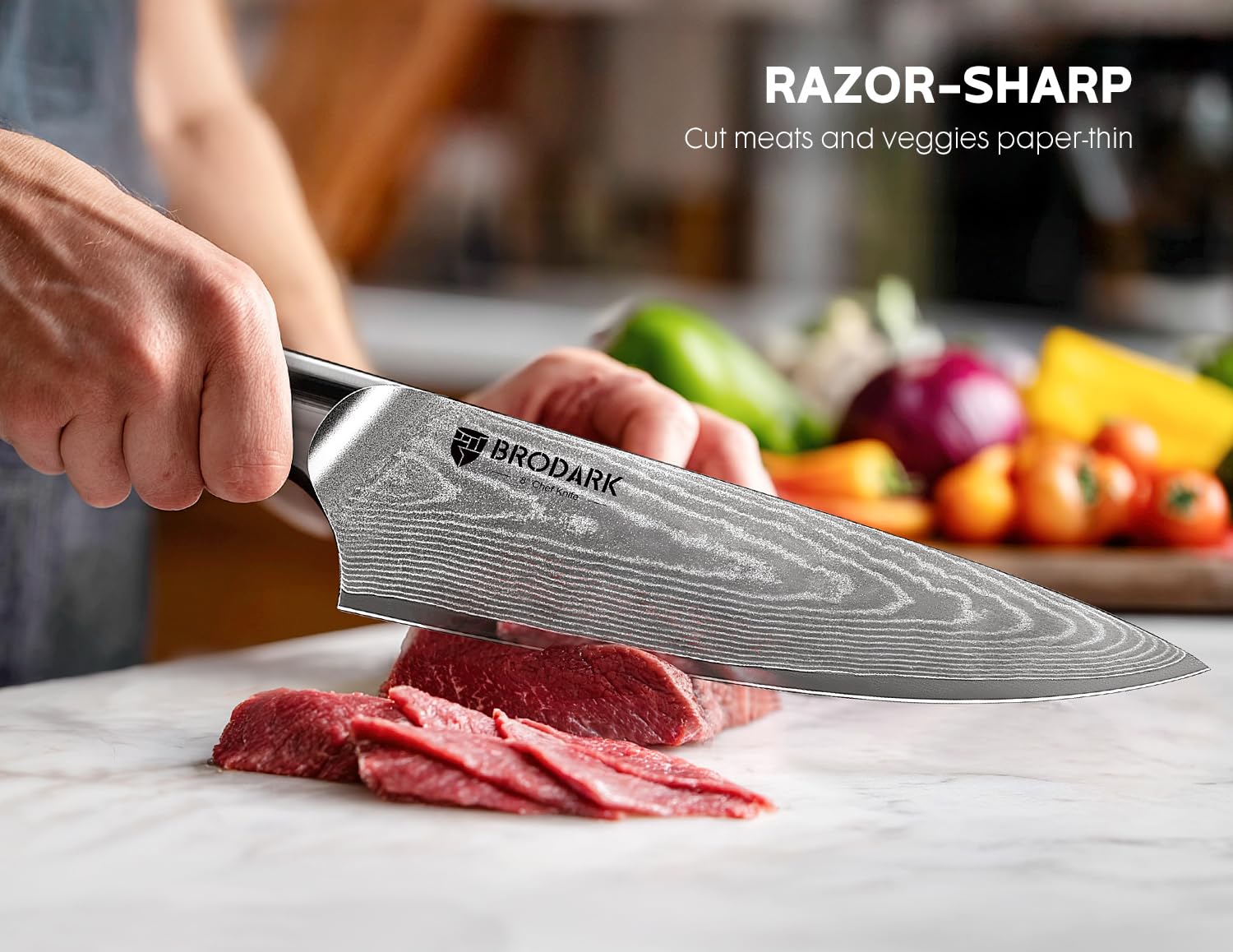 BRODARK 3PCS Damascus Chef Knife Set, VG10 Full Tang, Pakkawood Handle — Amazon image 5