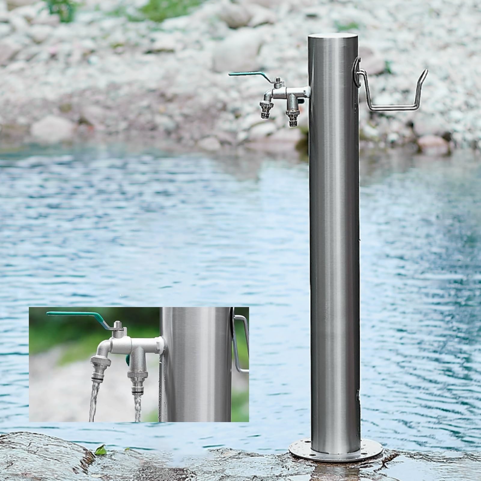 ZYCHSJXA Outdoor Stainless Steel Faucet Garden Water Column Floor-Standing Irrigation System for Courtyard and Decorative Fountain