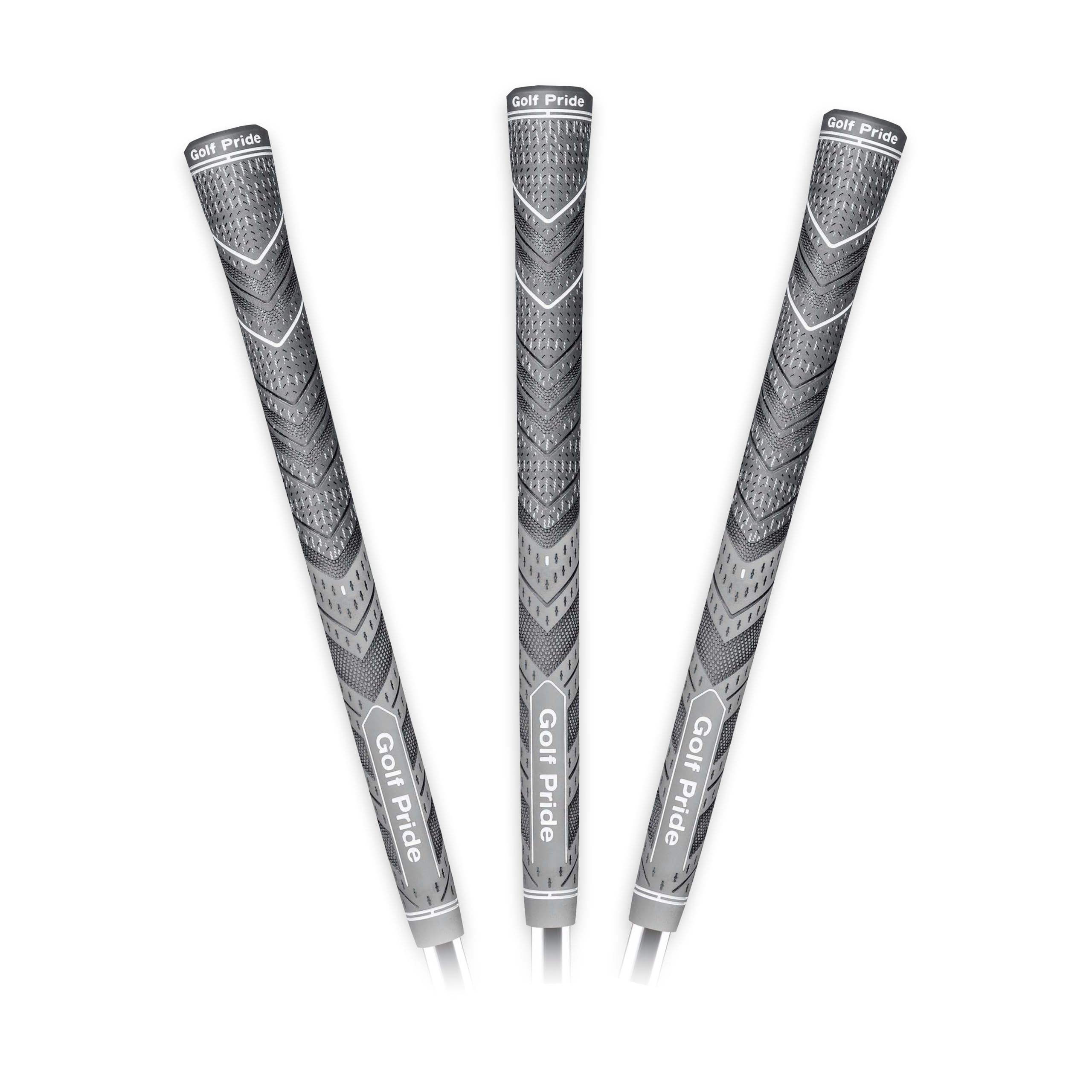 Golf Pride MCC Plus4 Golf Club Grip - All-Weather Hybrid Grip with Larger Lower Hand - Brushed Cotton Cord & Pebbled Texture - Grey