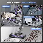 Cordless Vacuum Cleaner,40KPa Powerful Suction Cordless Vacuum with 450W Motor,50 Mins Runtime Rechargeable Vacuum with 180° Foldable Wand,Lightweight Vacuum for Pet Hair,Hard Floor (Lilac)