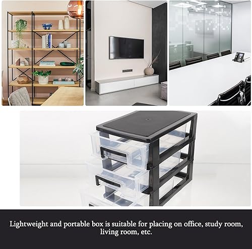 Miniatura 5 de Cabilock Armario Mini Suministros de oficina Organizador de bolígrafos Almacenamiento Cajones de plástico 3 cajones Organizador de cajones de