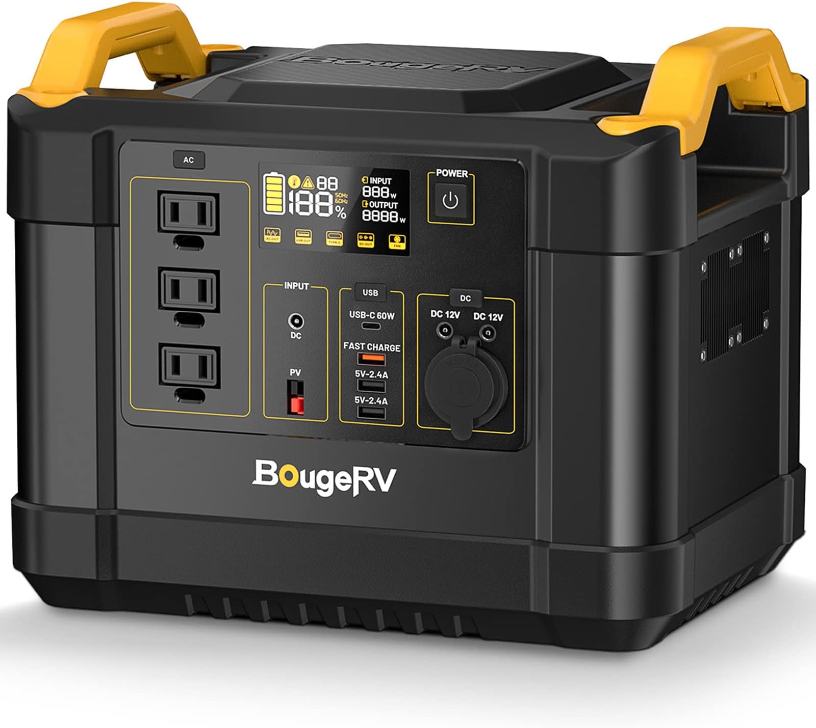 BougeRV Portable Power Station Fort 1000,1120Wh LiFePO4 Battery Backup 1200W AC Outlet,Solar Power Generator for Power Outage Off-Grid Fishing Outdoor Camping Trip