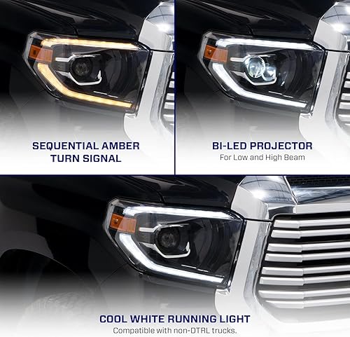 Miniatura 3 de Faros delanteros de proyector LED secuenciales compatibles con Toyota Tundra 2014-2021 (par)