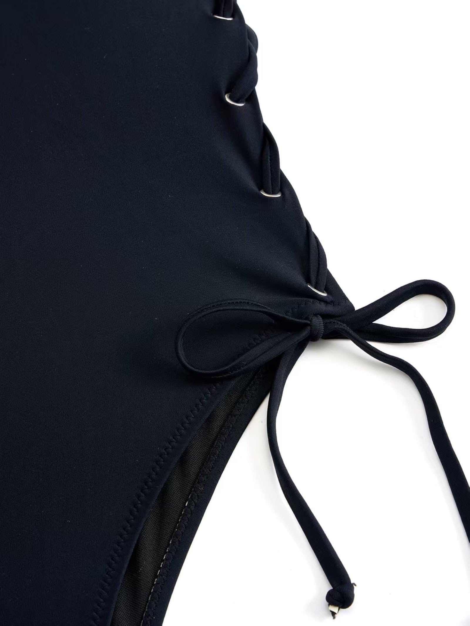 Dwuczęściowy Damski Zestaw Bikini Seksowny Jednoczęściowy Kostium KąPielowy z Dekoltem w Serek I Sznurowaniem z Boku Oraz Narzutką Kimono w Panterkę