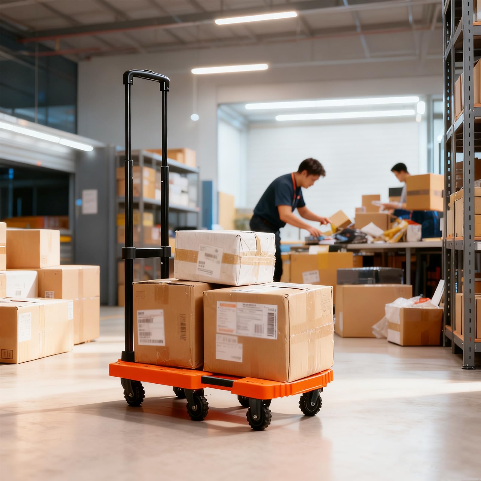 Carrello Pieghevole Grande 6 Ruote Da 200kg – Compatto Per il Bagagliaio Dell’Auto, Telaio Estensibile, Perfetto Per la Spesa Settimanale, Acquisti Ingombranti E Traslochi (Arancione)