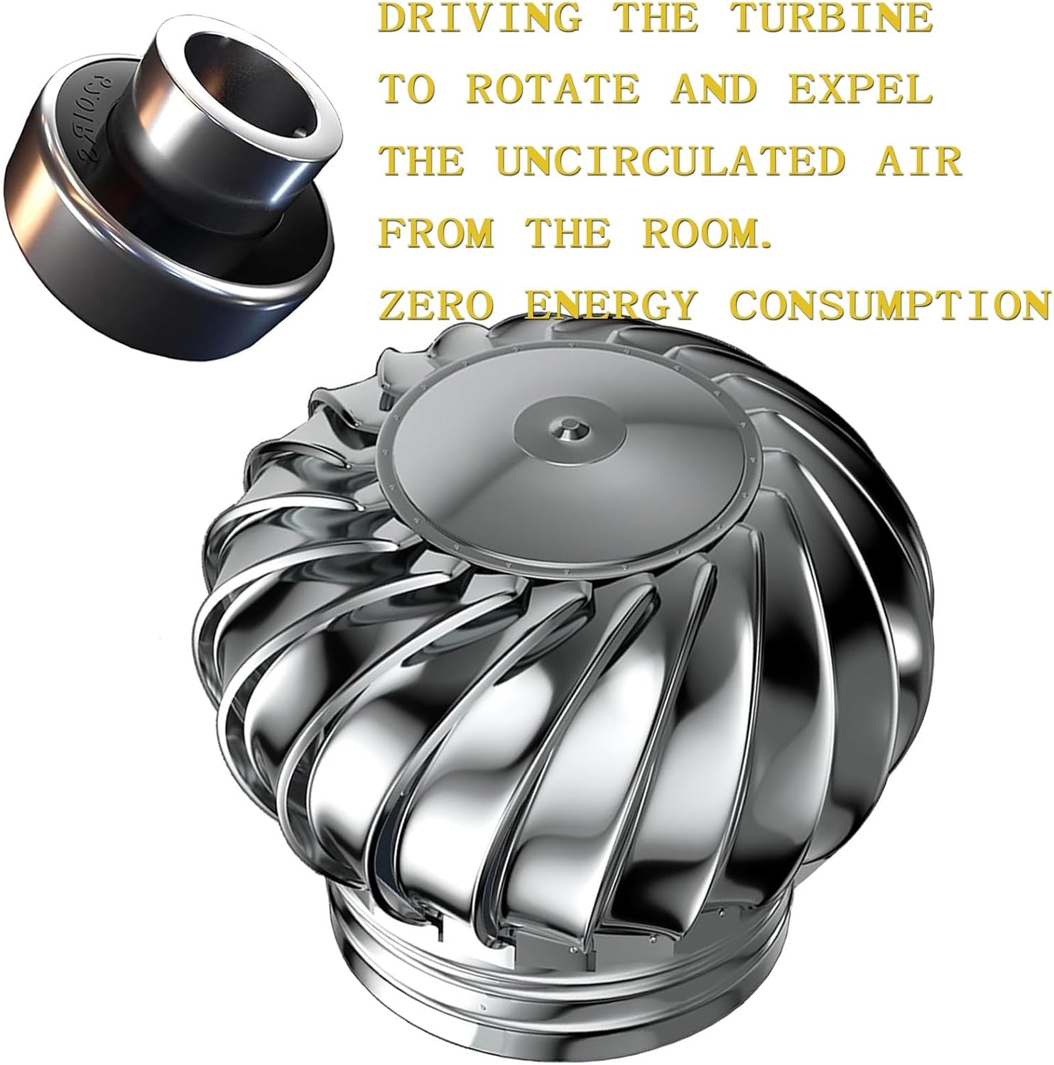 1pcs 12 Inch Stainless Steel Roof Ventilator - Efficient Exhaust Cap for Optimal Airflow and Ventilation(300mm)