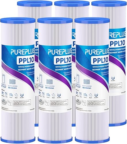 Miniatura 15 de PUREPLUS Filtro de sedimento plisado para toda la casa de 20 micrones de 10 x 2.5 pulgadas para agua de pozo, cartucho de repuesto para sistema