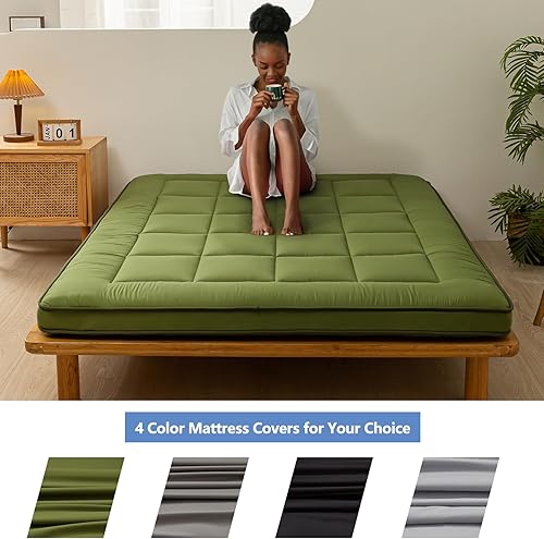 Miniatura 4 de MAXYOYO Colchón japonés de suelo tipo futón, colchón de cama Queen, colchón enrollable, colchoneta para dormir para adultos, colchón plegable a