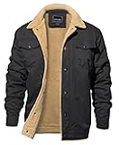 Men's Winter Jacket Thick Thermal Cotton Warm Fleece Lined Coat Trucker Lapel Work Cargo Jackets for Men