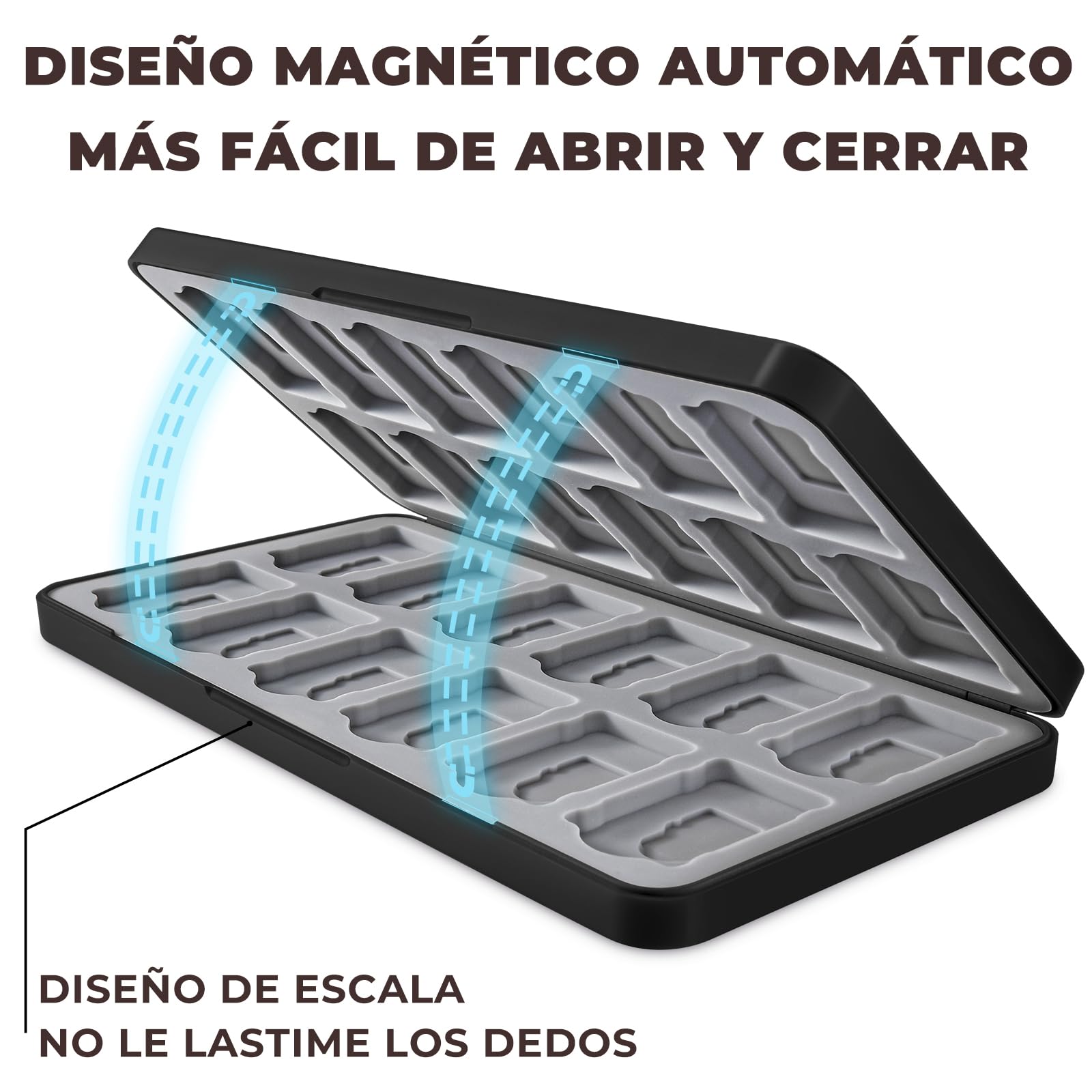 Estuche Compatible con Nintendo Switch 2 para 24 Tarjetas de Juego y 24 Micro SD, Funda Portátil Marrón Negro