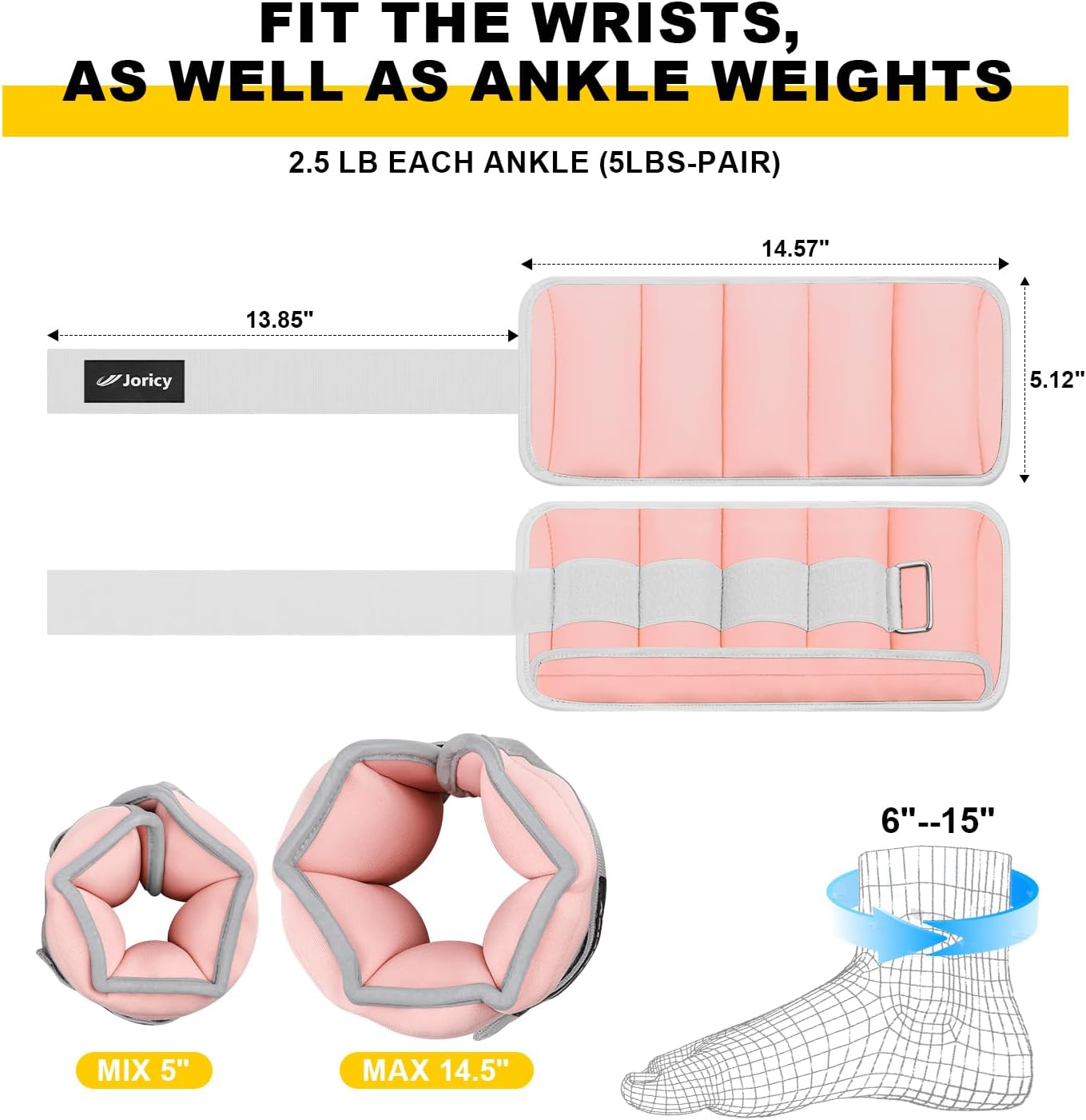 Adjustable Ankle Weights for Women Men 1 2 4 5 6 8 10 LBS 1 Pair Leg Weights Wrist Hand Arm Weights with Removable Weight Strength Training Weight for Walking Running Gym Fitness Physical Therapy