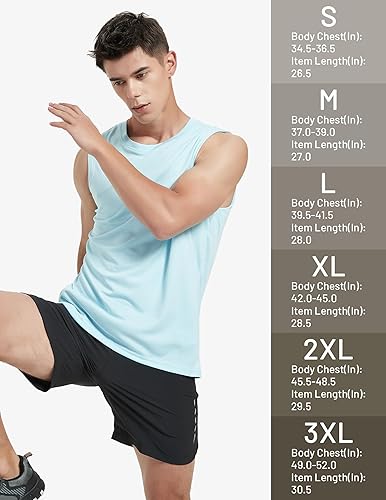 Miniatura 6 de MIER Camisetas sin mangas de entrenamiento para hombre, UPF 50+, de secado rápido, para correr, sin mangas, con protección UV