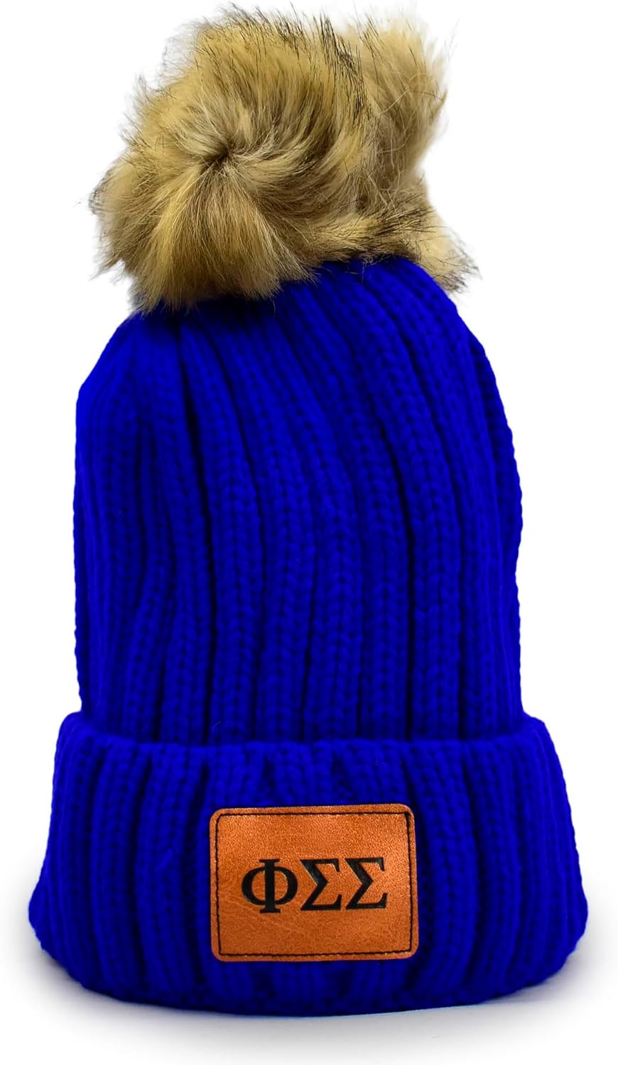 Phi Sigma Sigma ポンポン付きビーニー帽 ブルー