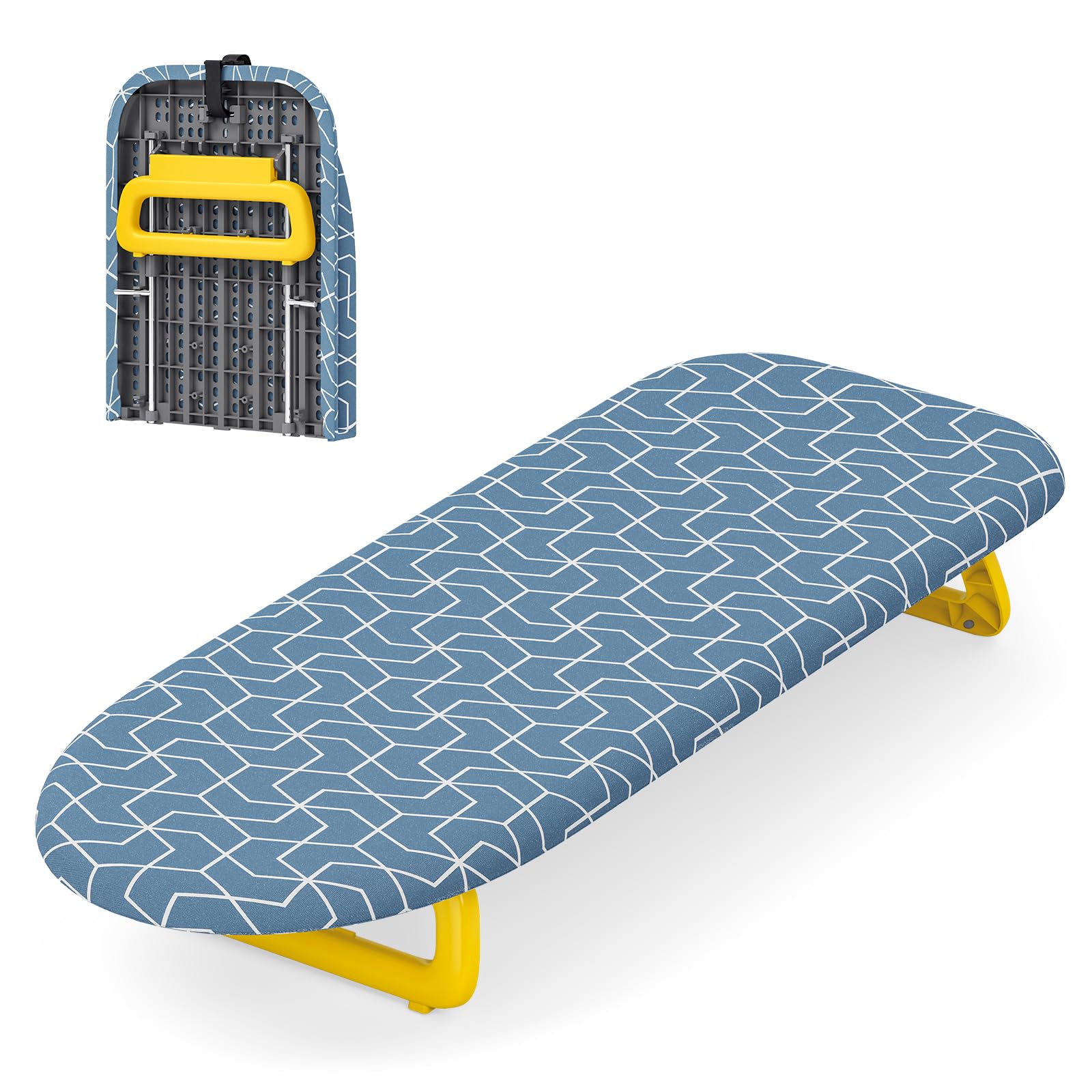 KINGRACK Table à Repasser Pliable - Petite Planche à Repasser - Housse de Planche à Repasser Pliable et Portable avec Pieds antidérapants pour Un Usage Domestique - 30 x 81 cm - Bleu foncé