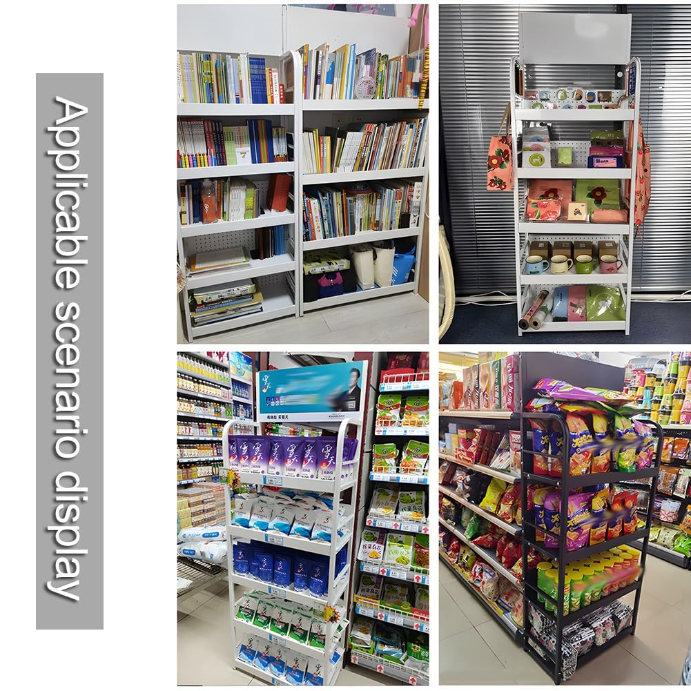 Metalowa półka na przekąski do supermarketu, stojak na cukierki/chipsy z kółkami, do spiżarni domowej, sklepów, teatru(Czarny 80x30x170 cm)