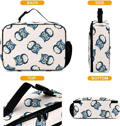 Miniatura 4 de Lonchera reutilizable con diseño de búho, bolsa de almuerzo aislada, lonchera para comida y alimentos, bolsa de mano para mujeres, niños, niñas,