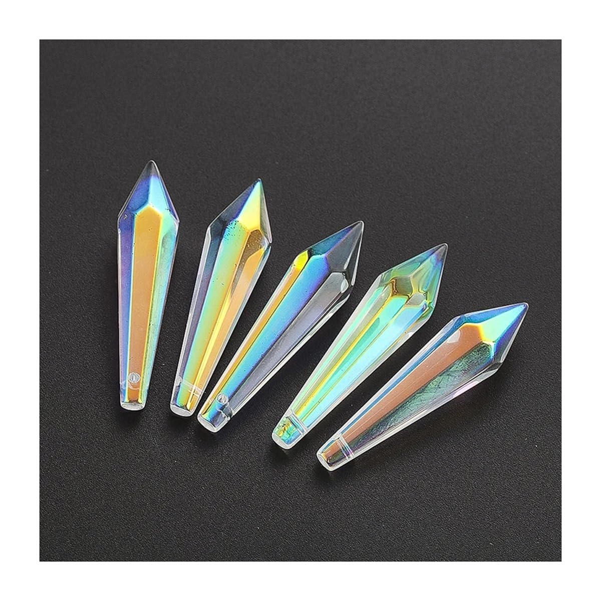 Crystal Chandelier Prism, Sun Catcher, 6PCS Crystal Prisms Chandelier Replacement Parts Drop Bead Rainbow Lamp Decor