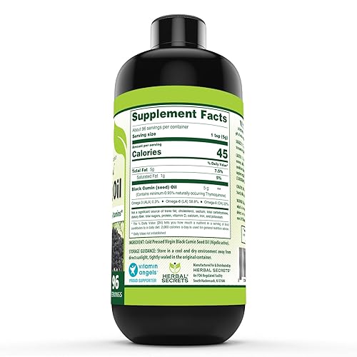 Miniatura 2 de Aceite de semillas de hierbas naturales, suplemento dietético, prensado en frío, aceite de semillas de comino 100 % nigella sativa genuina, botella