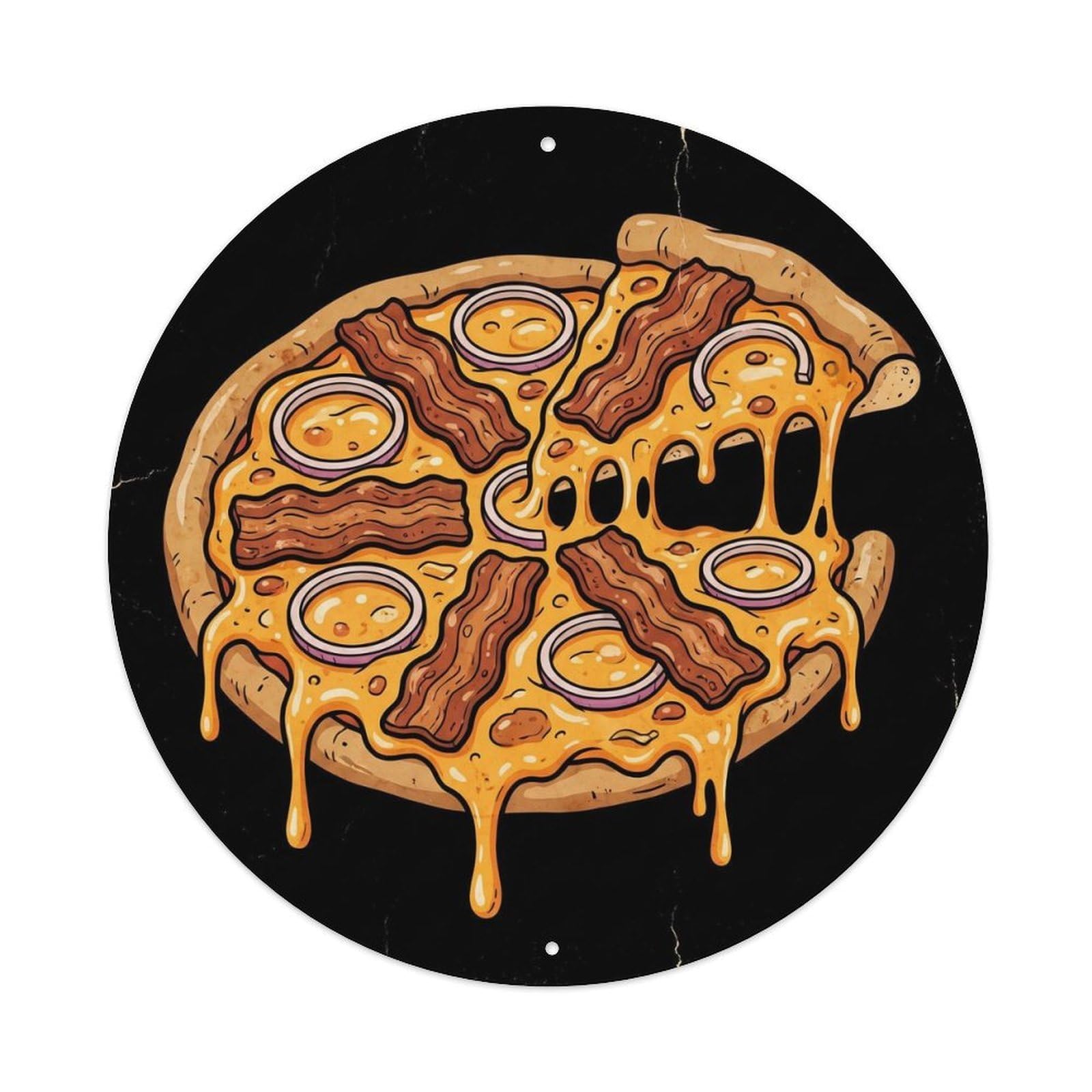 Huiyhb 8X8inch(20X20cm) Vintage Pizza Slice Bacon Onion Metal Tin Sign