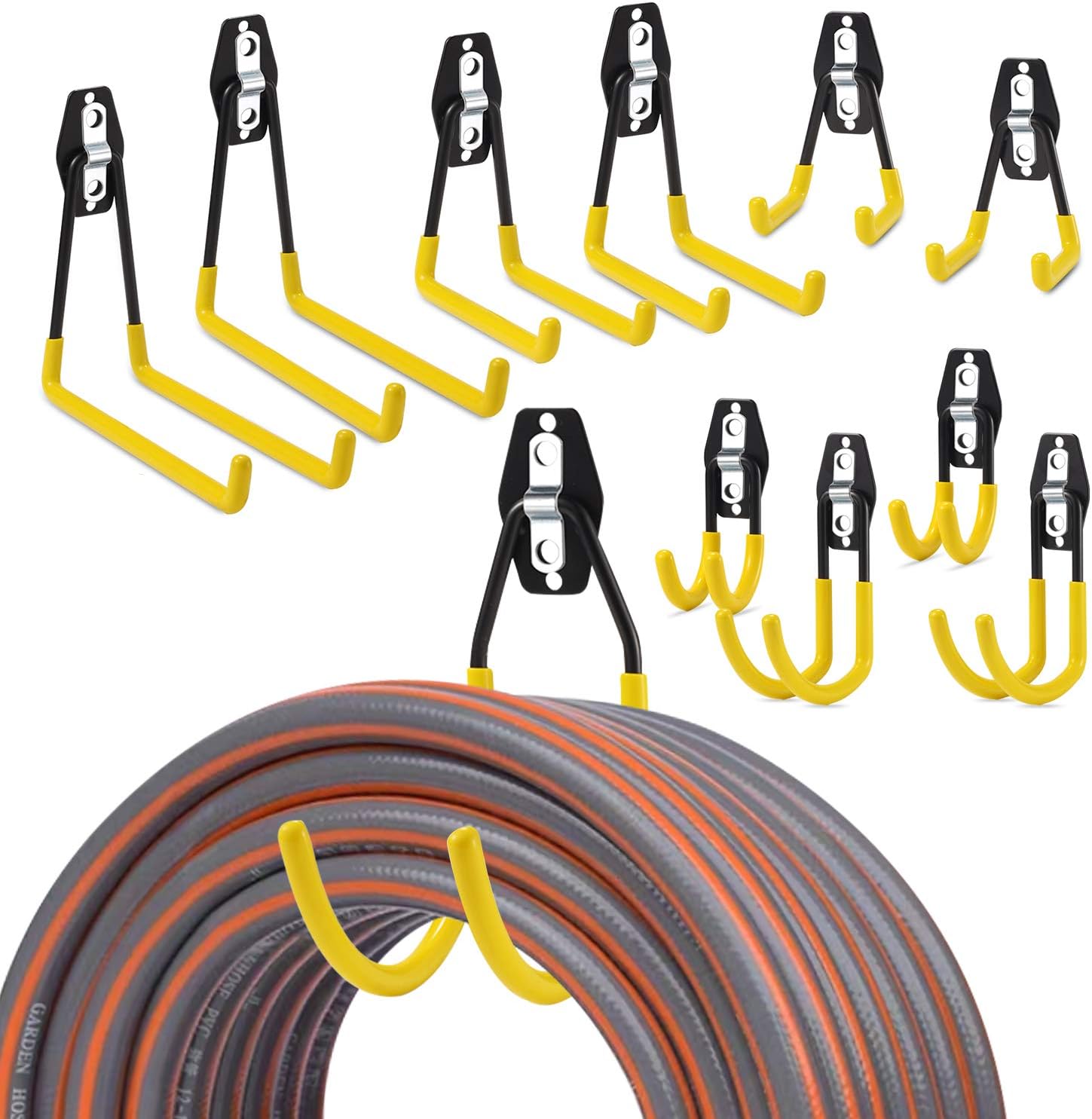 Garage Hooks-Garage Storage Utility Hooks and Hangers,Heavy Duty Wall Mount Tool Holder for Organizing Power Tools,Ladders,Bikes,Ropes,Garden Hoses,Bulk Items