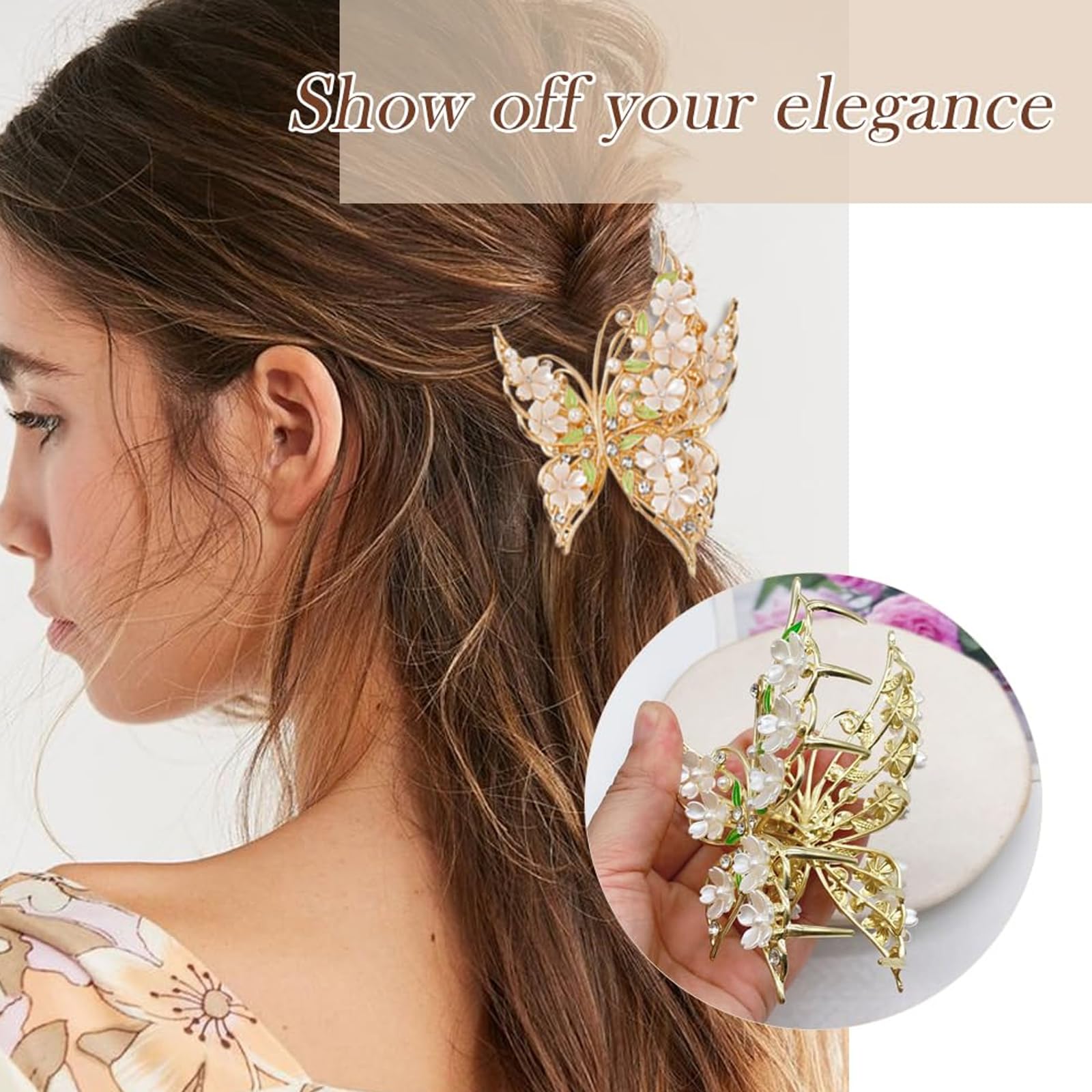 XunYee 10 Fermagli Per Capelli Con Strass – Farfalle E Fiori In Metallo, Fatti A Mano, Eleganti Per Matrimoni E Feste