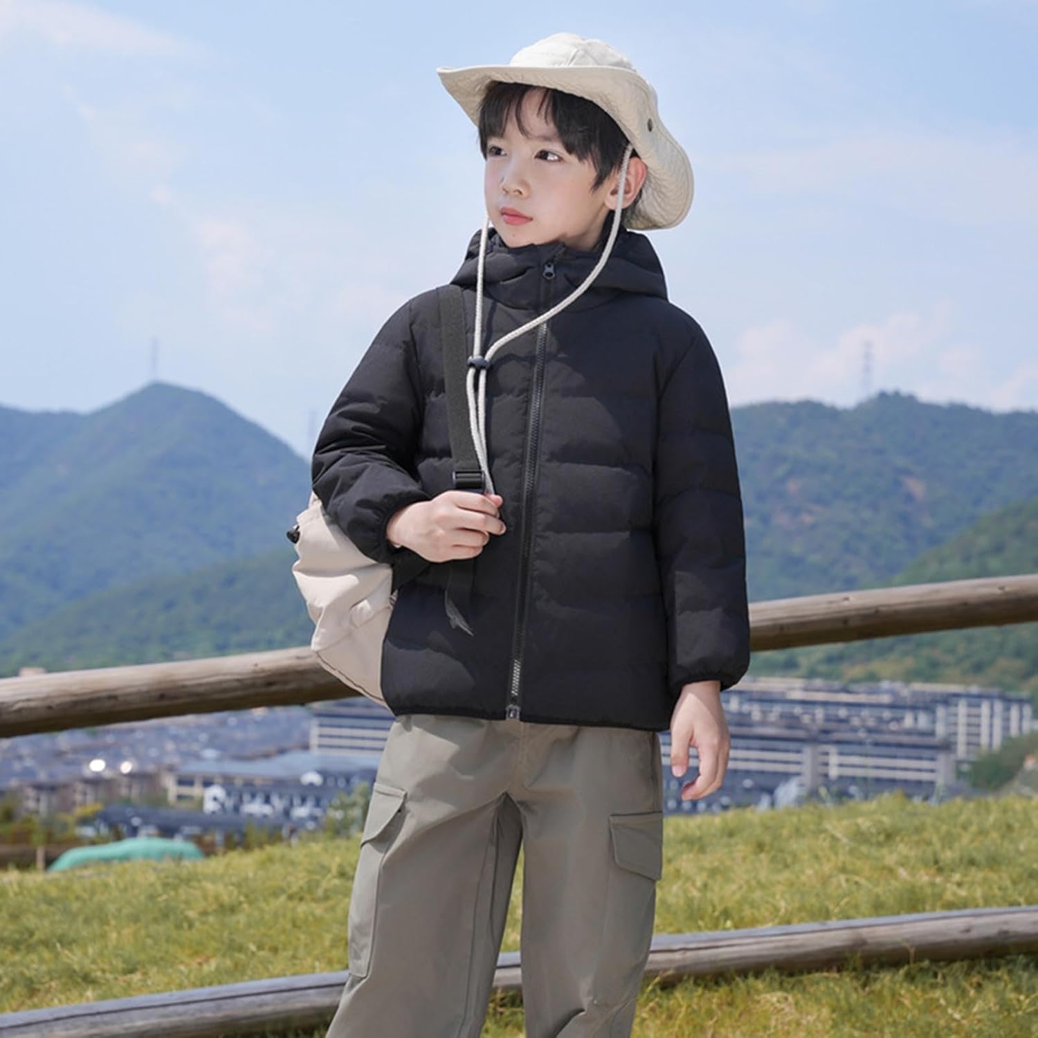 Toddler Boys Girls Puffer Jacket with Hood Down Winter Coats Kids Hooded Padded Warm Outerwear 1-15 Years