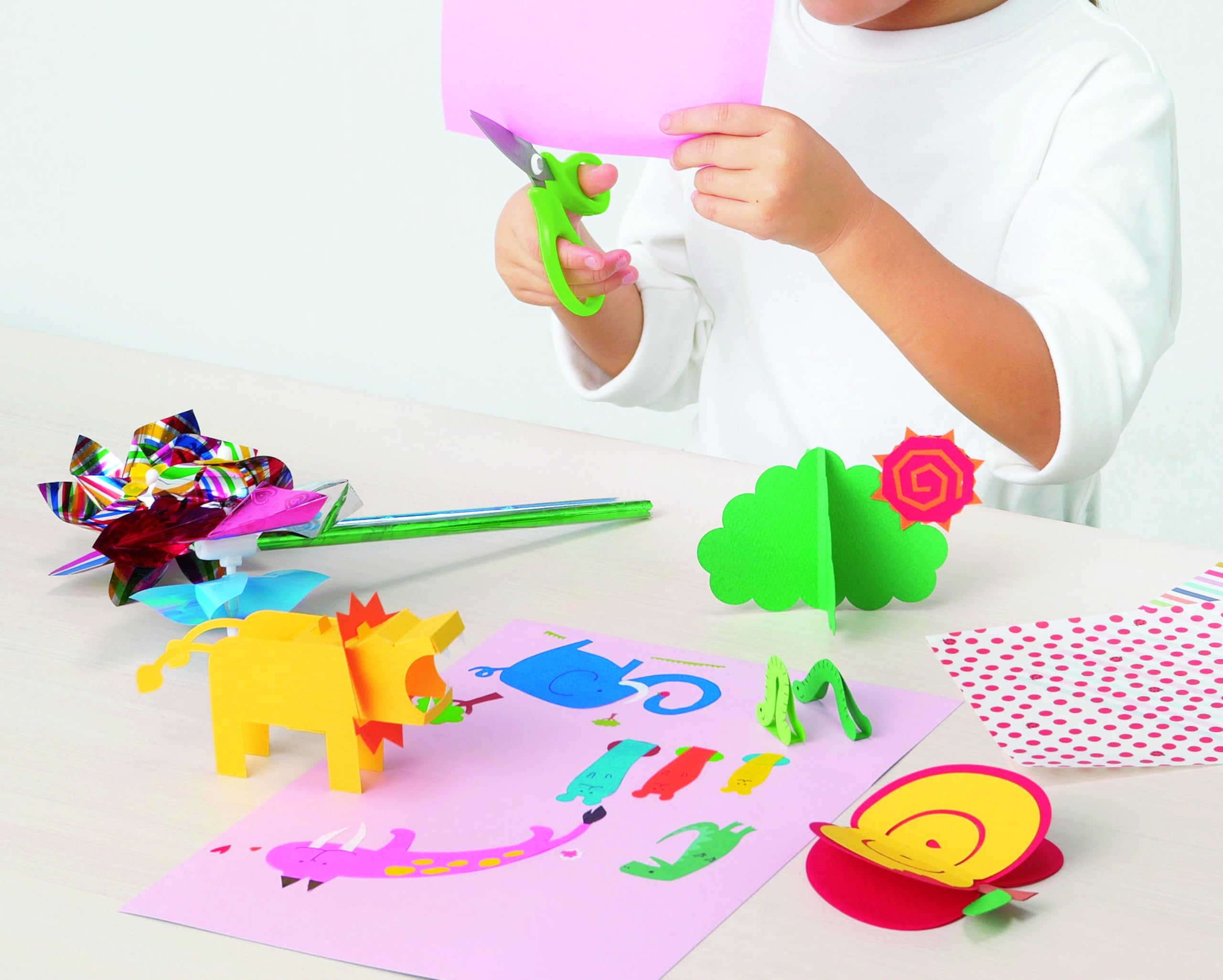 PLUS forbici scuola, ideali per bambini e creazioni fai da te, Display 24 pezzi, verde/blu/rosa