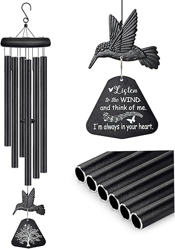 Vista 28 de Campanillas de viento de condolencias con hilandero de viento de colibrí, campanillas de viento conmemorativas para la pérdida de un ser querido