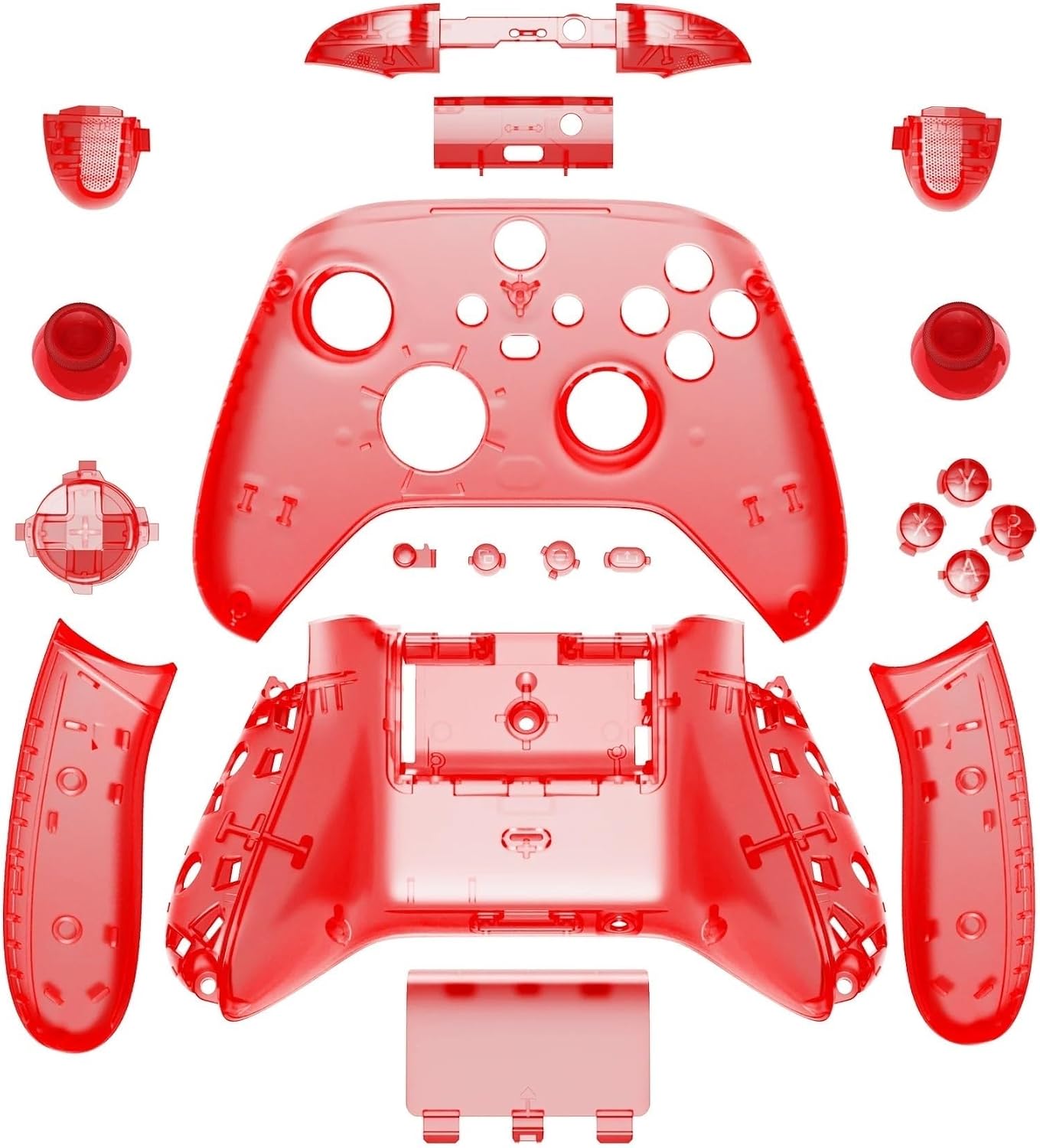 Transparent Controller Full Set Housing Shell with Buttons for EXtremeRate Replacement Custom for Xbox Core Wireless Controller(Transparent Red)