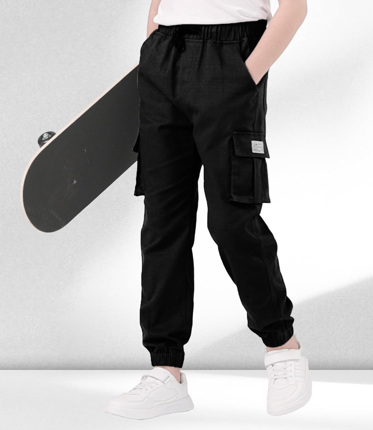 TLAENSON Boys Cargo Joggers Pants Elastic Waist Casual Jogging Trousers Bottom for Kids 6-16 Years - Image 3