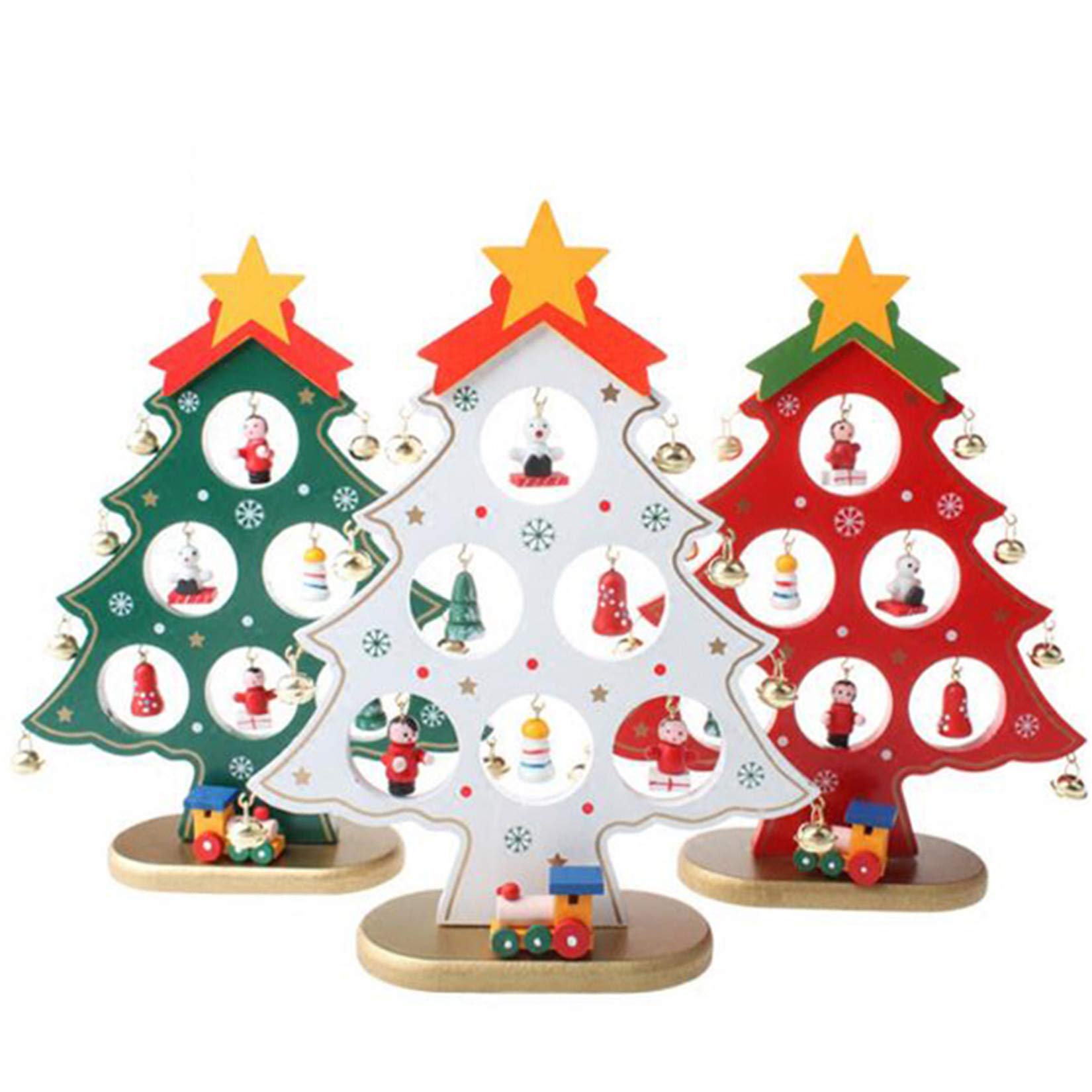 Amazon.co.jp: ZALING クリスマスツリー デスクトップ装飾 ミニ 木製