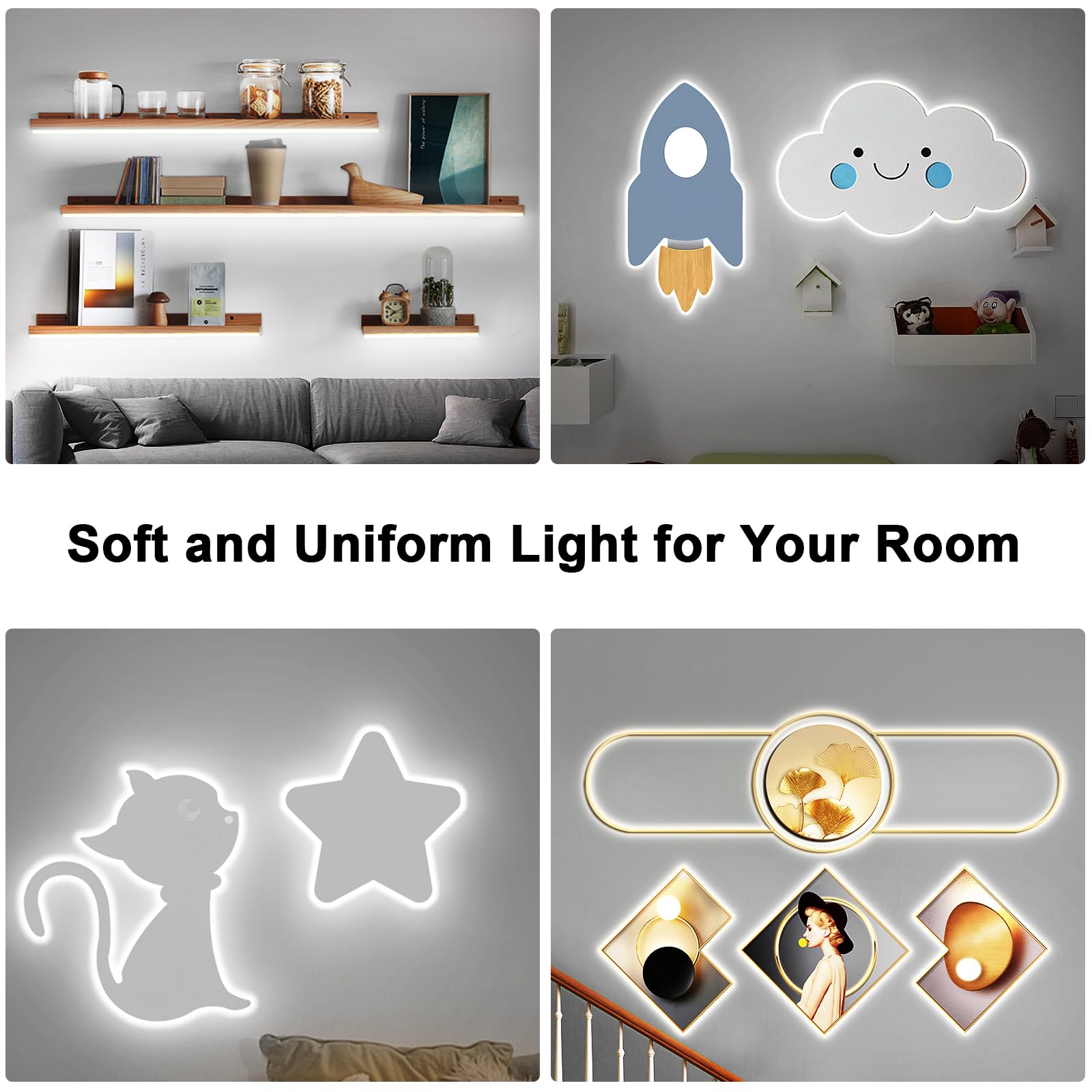 Tatazone Striscia LED COB bianca con telecomando RF, 10 m, 6500 K, dimmerabile, luce diurna bianca, striscia luminosa COB luminosa, tagliabile, flessibile, per stanza, cucina, armadio, armadio, scale