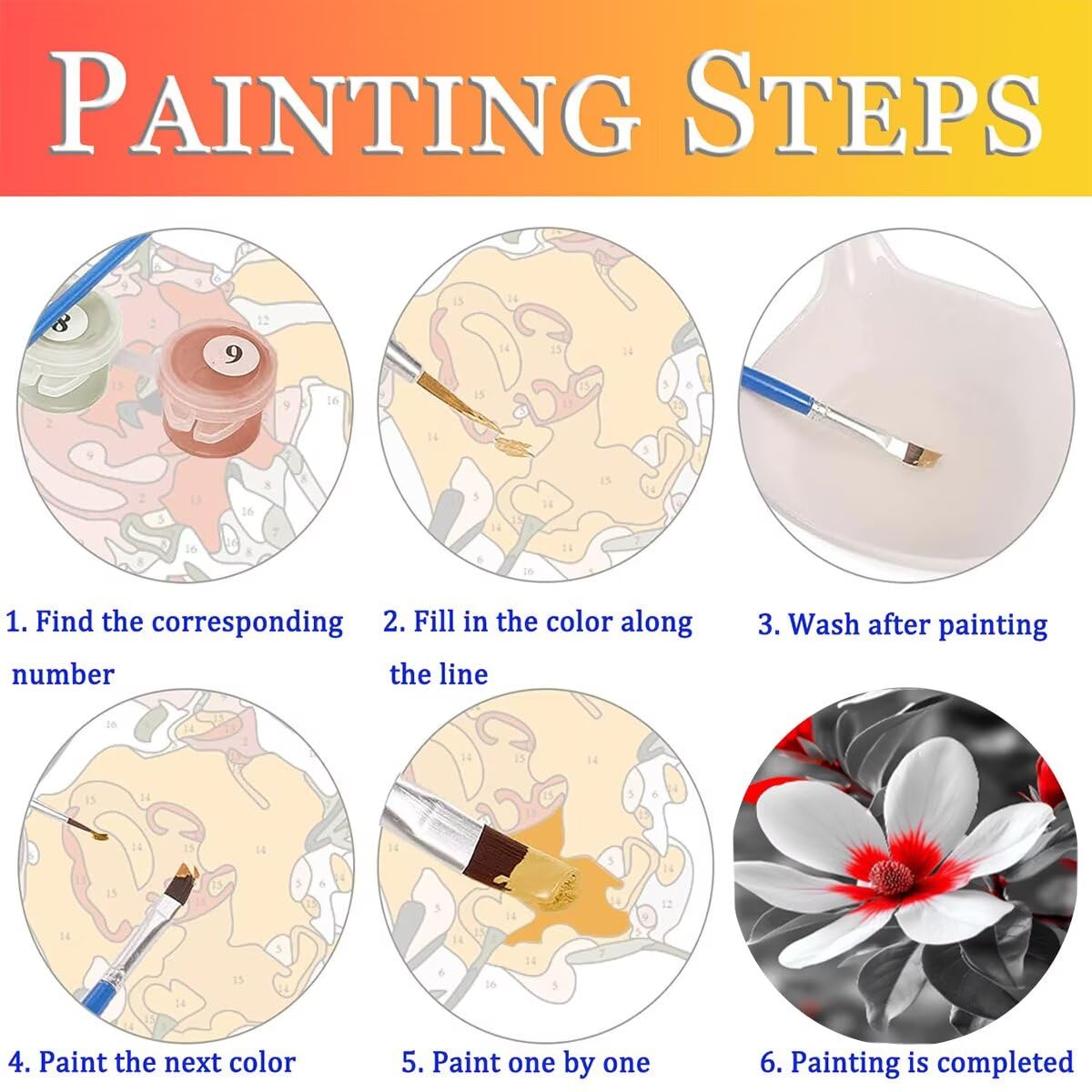 Dipingere con i Numeri Fiore, Paint by Numbers Adulti Pianta, Fai da te Creativi Adulti Quadri da Dipingere Numerati Kit per Decorazione Della Parete di Casa, Regalo 70x95 cm Senza Cornice 4N-V