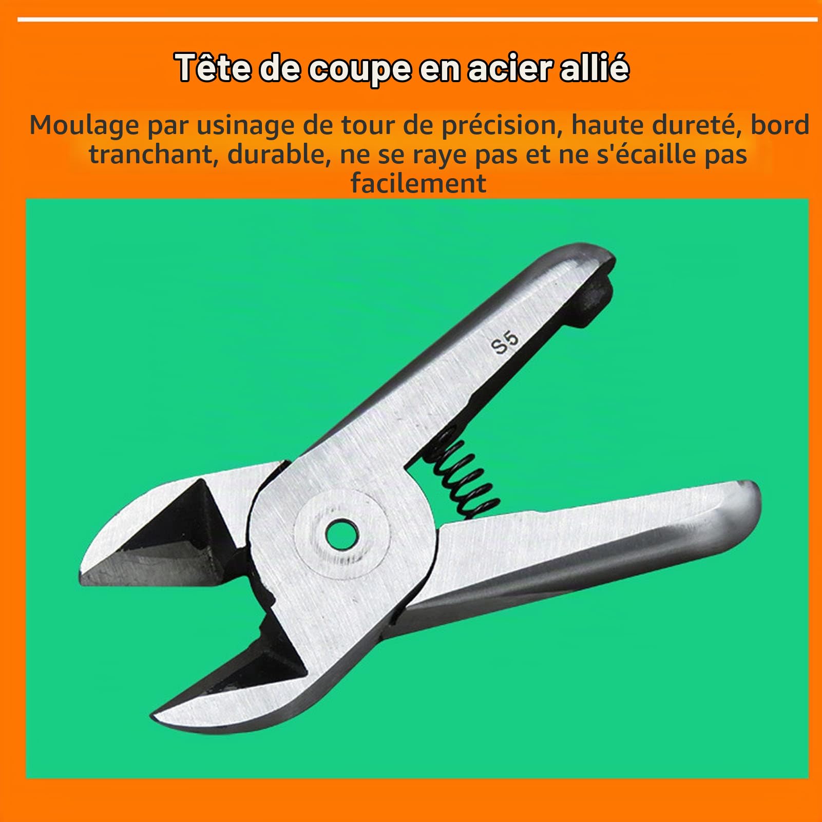 Ciseaux pneumatiques, outil de coupe pneumatique pour pince coupante pour fil métallique ron pince à fil en laiton en acier inoxydable HS20 coupe-fil pour cisaillement à air(HS20-S5)
