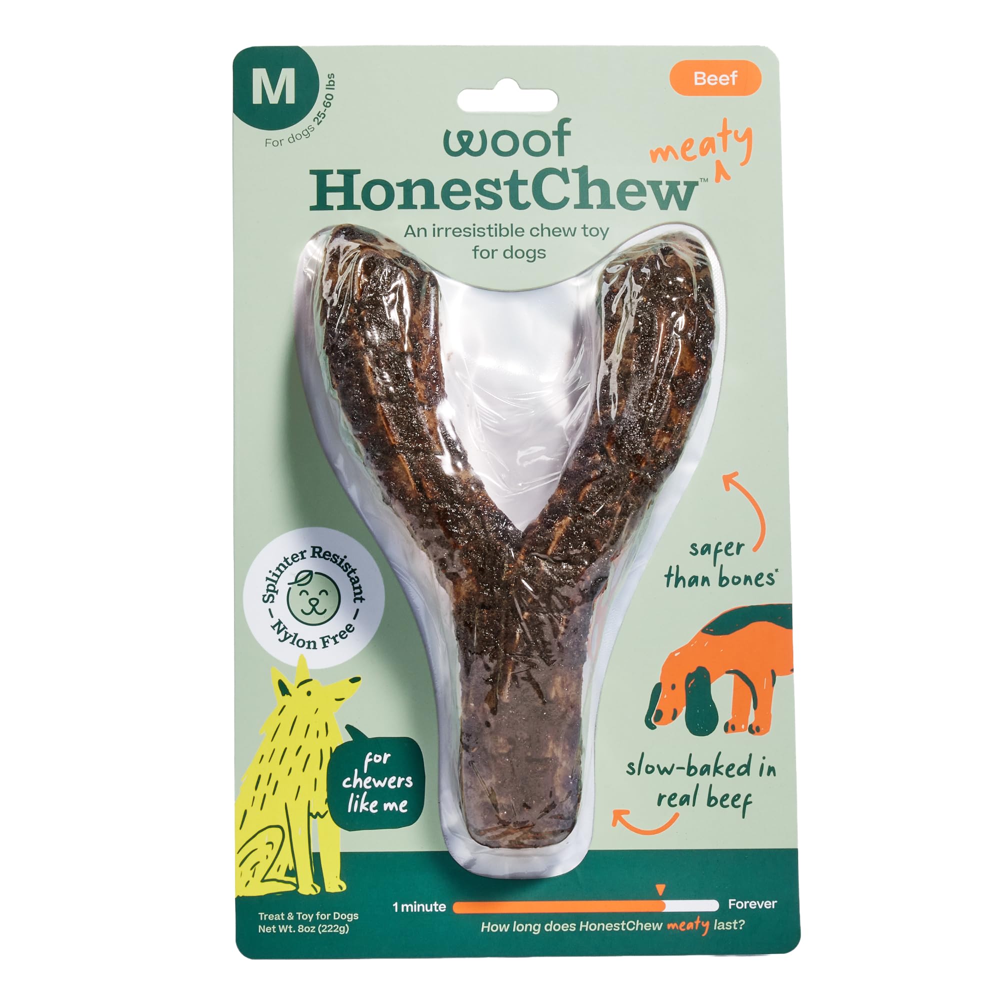 Pet Mint Meaty Wild ミーティー Meaty ヘッドロックスタジオ Supplies Dog Durable - Y-Gnawt Toy Dog Meaty HonestChew WOOF : その他