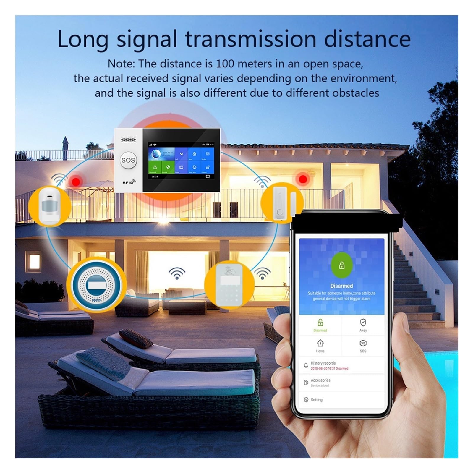 Alarmas para casa, gsm protección de Seguridad for el hogar de Alarma Inteligente Pantalla táctil Kit antirrobo aplicación móvil Control Remoto RFID Brazo y desarmar(W4B16)
