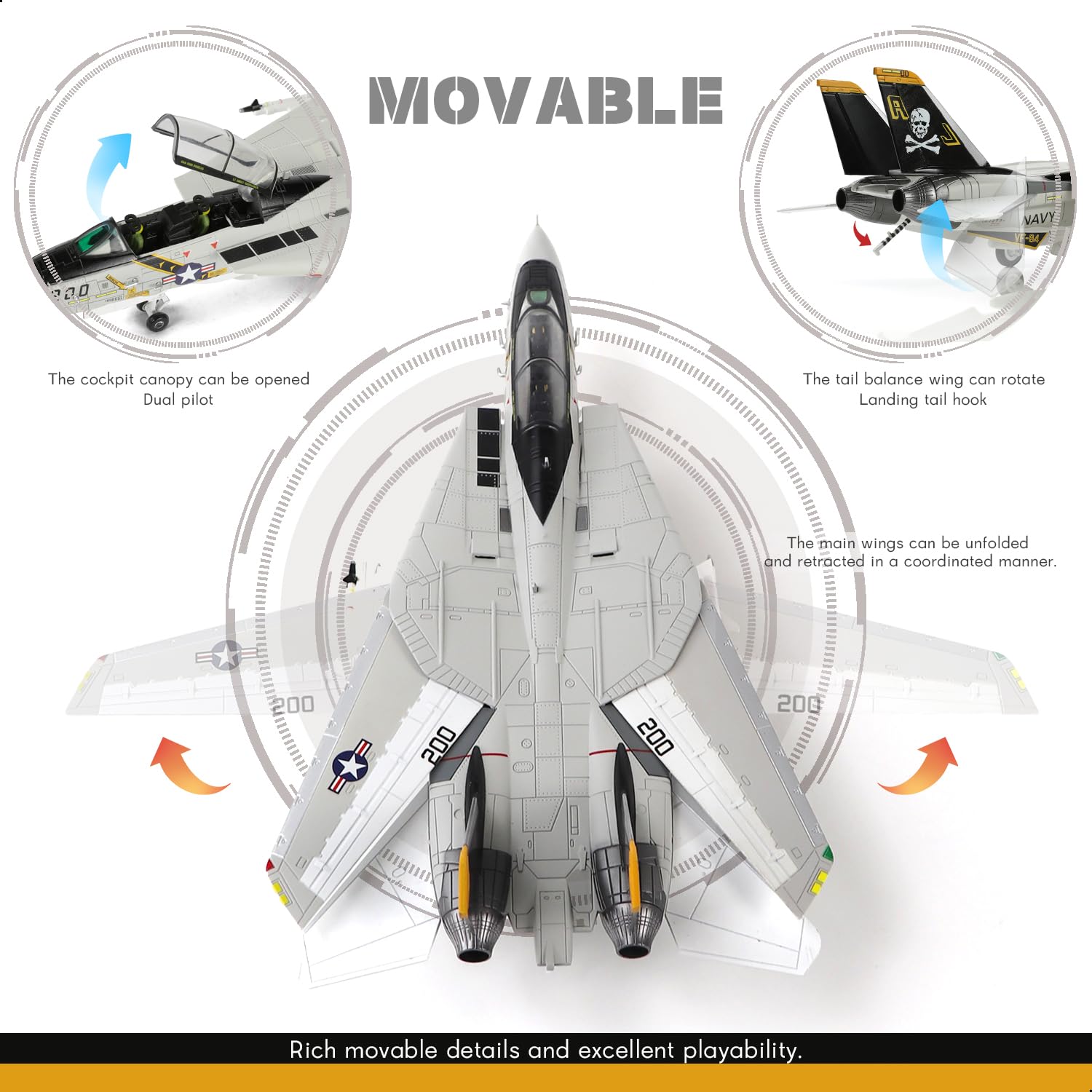 Amazon.com: SEBUNAS Metal Die-Cast F-14 Tomcat Fighter Jet Model 1