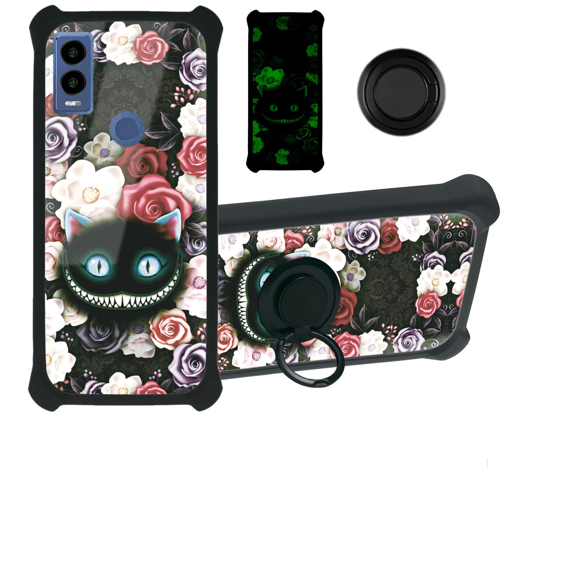 Cricket Innovate E 5G Case Compatible with Cricket Innovate E 5G Phone Case Cover [Hard PC + Soft Silicone] [360 Metal Ring Support][Luminous Effect] YGH-LZM